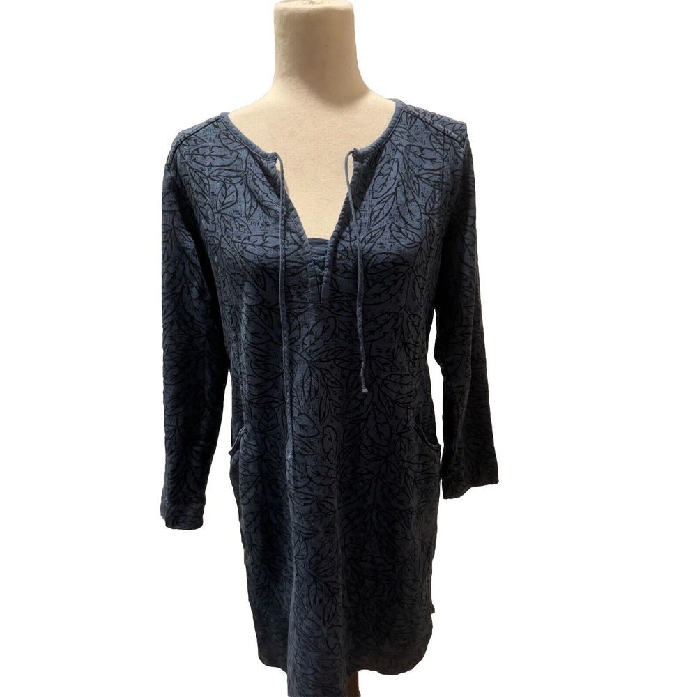 Poetry Dress Shift Blue Heavy Hemp Cotton Lagenlook Tunic Sheath 10‎ Large Med